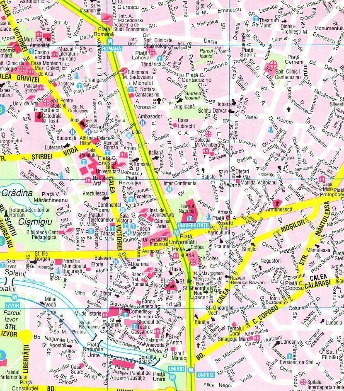 harta e bukureshtit në qendër të qytetit